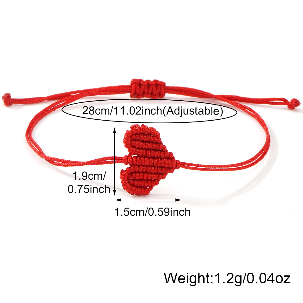 Bohemian Style Red Heart Handmade Woven Bracelet